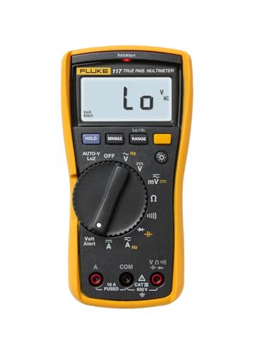 Fluke 117 Digital Multimeter, Non-Contact AC Voltage Detection, Measures Resistance/Continuity/Frequency/Capacitance/Min Max Average, Automatic AC/DC Selection, Low Impedance Mode