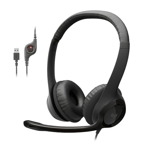 Logitech H390 Wired Headset PC/Laptop Stereo Headphones, USB-A, Black