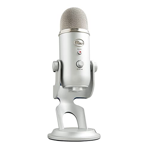 Logitech Creators Blue Yeti USB Microphone for Gaming, Streaming, Podcast, YouTube, Discord, PC, Studio Sound, Plug & Play-Silver