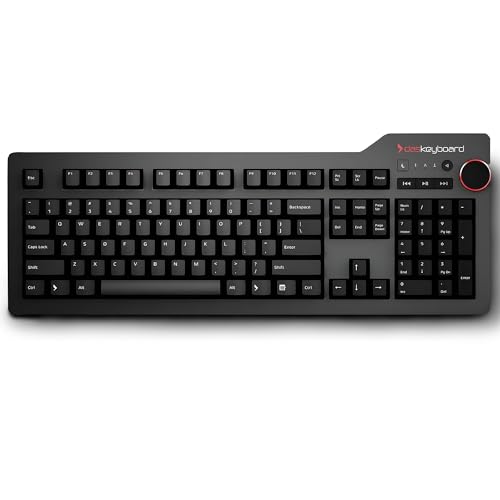 Das Keyboard 4 Professional Wired Mechanical Keyboard, Cherry MX Brown Mechanical Switches, 2-Port USB 3.0 Hub, Volume Knob, Aluminum Top (104 Keys, Black)