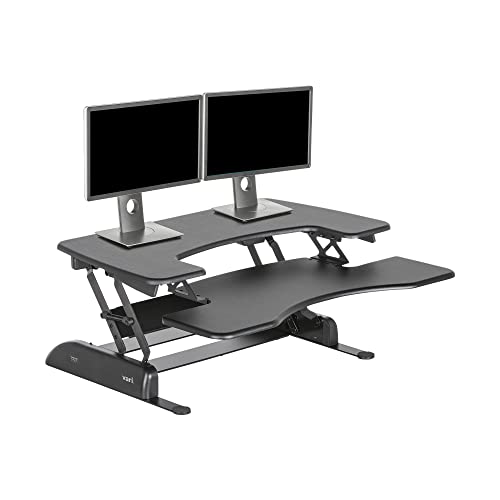 Vari VariDesk Pro Plus 36 - Adjustable Desk Converter with 11 Height Settings - Laptop Sit Stand Desk Riser for Home Office, Table Tops, Workspace - Fully Assembled with Spring Loaded Lift - Black