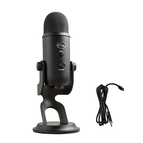 Logitech Creators Blue Yeti USB Microphone for Gaming, Streaming, Podcast, YouTube, Discord, PC, Studio Sound, Plug & Play-Blackout