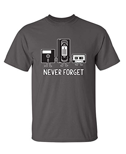 Never Forget Shirt Vintage Media Retro Technology Graphic T-Shirt 4XL Charcoal