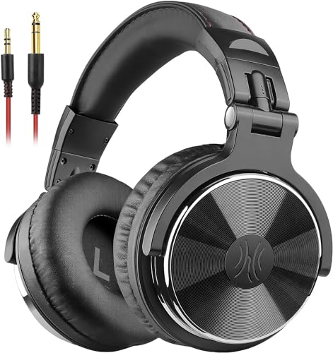 OneOdio Wired Over Ear Headphones Hi-Res Studio Monitor & Mixing DJ Stereo Headsets with 50mm Drivers and 1/4 to 3.5mm Jack for AMP Computer Recording Podcast Keyboard Guitar Laptop - Black