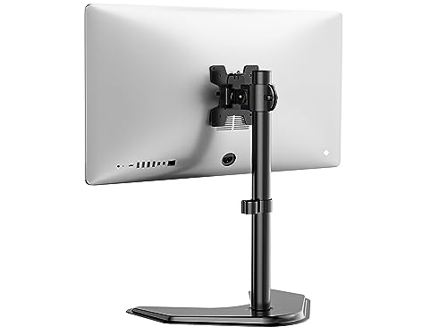 WALI Single Monitor Stand for 13-32 Inch Computer Screens, Freestanding Single Monitors Arm Desk Mount, Universal VESA Monitor Mount 75x75/100x100mm, Adjustable Height and Angle, (MF001), Black