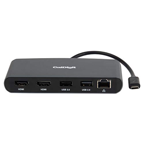 CalDigit Thunderbolt 3 Mini Dock - Bus Powered, Non Charging, 40Gbs, Dual 4K Display, USB 3.0 & 2.0 and Gigabit Ethernet LAN for Mac and PC, Thunderbolt 4 Compatible (Dual HDMI 2.0, Black)