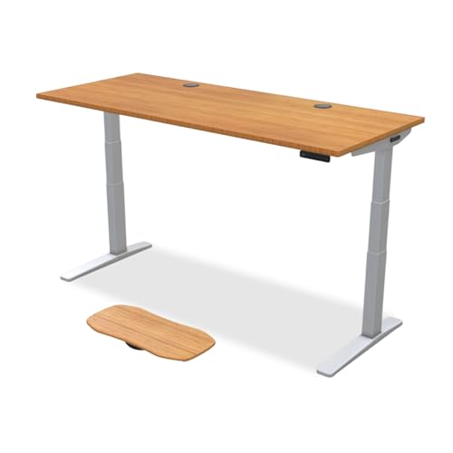 UPLIFT DESK Bamboo (72 x 30 inch) Standing Desk 2-Leg V3 Adjustable Stand Up C-Frame (Gray), Advanced Keypad, Wire Grommets, Wire Tray, Rocker Board