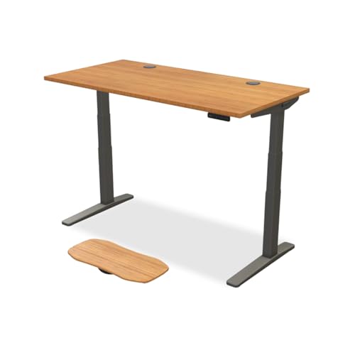 UPLIFTDESK Bamboo (60 x 30 inch) Standing Desk 2-Leg V3 Adjustable Stand Up C-Frame (Black), Advanced Keypad, Wire Grommets, Wire Tray, Rocker Board