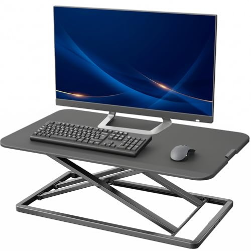 VIVO Economy Single Top Height Adjustable 29 inch Standing Desk Converter, Sit Stand Tabletop Monitor and Laptop Riser Platform Workstation, DESK-V000U