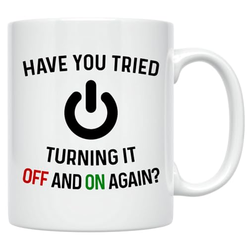 Casitika Have You Tried Turning It Off And On Again Mug 11 Oz Coffee Mug. Funny Computer Nerd Gifts. Gift Idea for Office or Geek Coworkers. (White)