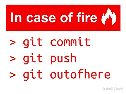 in Case of Fire - Software Development Humor/Humour (Git/Github) - Sticker Graphic - Auto, Wall, Laptop, Cell, Truck Sticker for Windows, Cars, Trucks