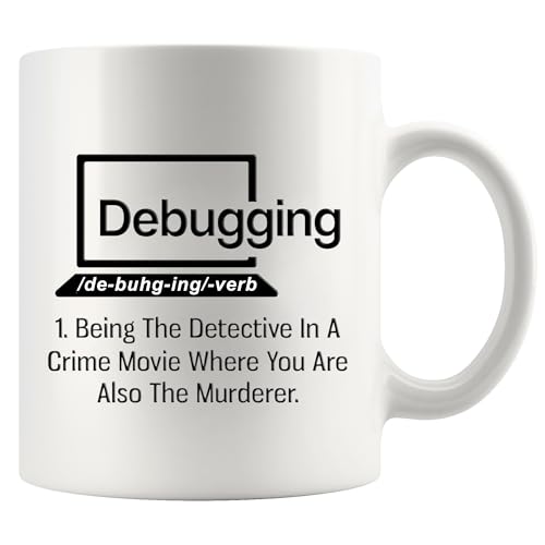 Panvola Debugging Funny Quote Coffee Mug for Programmer Computer Programming Engineering Coder IT Ceramic Cup (11 oz)