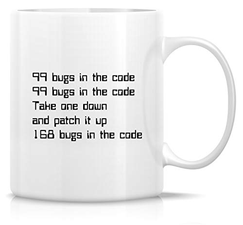 Retreez Funny 99 Bugs in the Code Programmer 11 Oz Ceramic Coffee Mugs