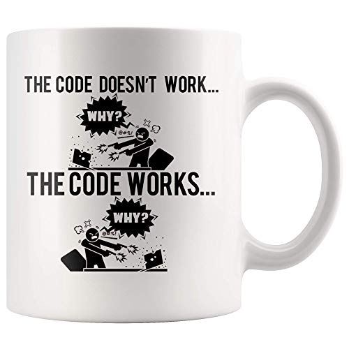 Panvola Code Works Why Funny Programmer Gifts Coffee Mug Humor Gift Idea For Computer Programmers Coders Computer Engineer 11oz Novelty White Coffee Cup