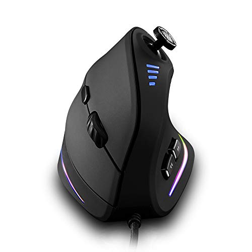 Vertical Mouse, Ergonomic USB Wired Vertical Mouse with [5 D Rocker] [10000 DPI] [11 Programmable Buttons], RGB Gaming Mouse for Gamer/PC/Laptop/Computer