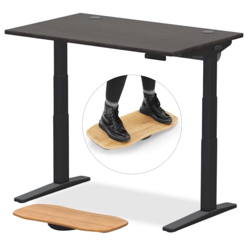 UPLIFT DESK V3 2-Leg Ash Gray Laminate Wood Standing Desk – Adjustable Height, Advanced 1-Touch Memory Keypad, Under Desk Cable Management, Wire Grommets & Rocker Board (Black C-Frame, 48 x 30 inch)