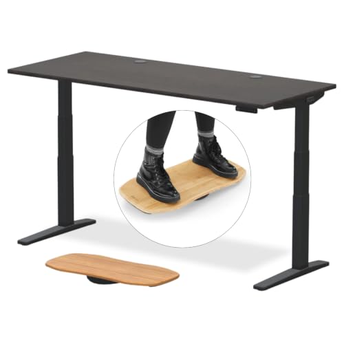 UPLIFT DESK V3 2-Leg Ash Gray Laminate Wood Standing Desk – Adjustable Height, Advanced 1-Touch Memory Keypad, Under Desk Cable Management, Wire Grommets & Rocker Board (Black -Frame, 72 x 30 inch)