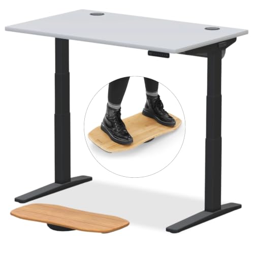 UPLIFT DESK V3 2-Leg White Laminate Wood Standing Desk – Adjustable Height, Advanced 1-Touch Memory Keypad, Under Desk Cable Management, Wire Grommets & Rocker Board (Black C-Frame, 48 x 30 inch)