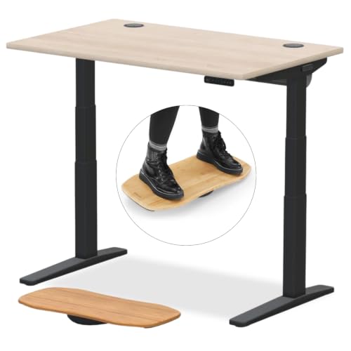 UPLIFT DESK V3 2-Leg Maple Laminate Wood Standing Desk – Adjustable Height, Advanced 1-Touch Memory Keypad, Under Desk Cable Management, Wire Grommets & Rocker Board (Black C-Frame, 48 x 30 inch)