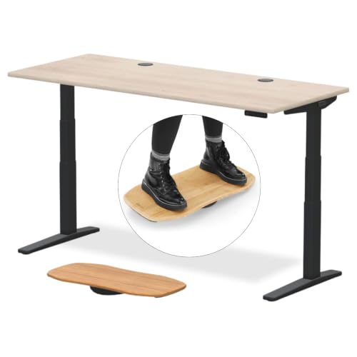 UPLIFT DESK V3 2-Leg Maple Laminate Wood Standing Desk – Adjustable Height, Advanced 1-Touch Memory Keypad, Under Desk Cable Management, Wire Grommets & Rocker Board (Black C-Frame, 72 x 30 inch)