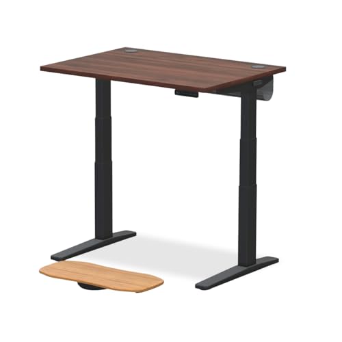 UPLIFT DESK V3 2-Leg Walnut Laminate Wood Standing Desk – Adjustable Height, Advanced 1-Touch Memory Keypad, Under Desk Cable Management, Wire Grommets & Rocker Board (Black C-Frame, 48 x 30 inch)