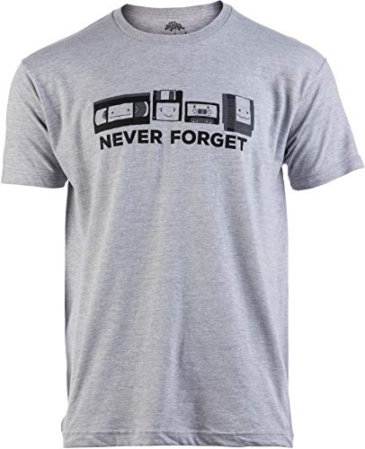 Ann Arbor T-shirt Co. Never Forget | Funny Nerd Humor Nostalgia Old 1990s 90s 1980s 80s Joke Fun T-Shirt-(Adult,XL) Retro Grey