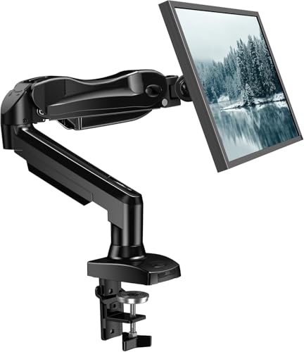 HUANUO FlowLift Single Monitor Mount, 13 to 32 Inch Monitor Arm, Adjustable Monitor Stand, Vesa Mount with Clamp and Grommet Base - Fits 4.4 to 19.8lbs LCD Computer Monitors