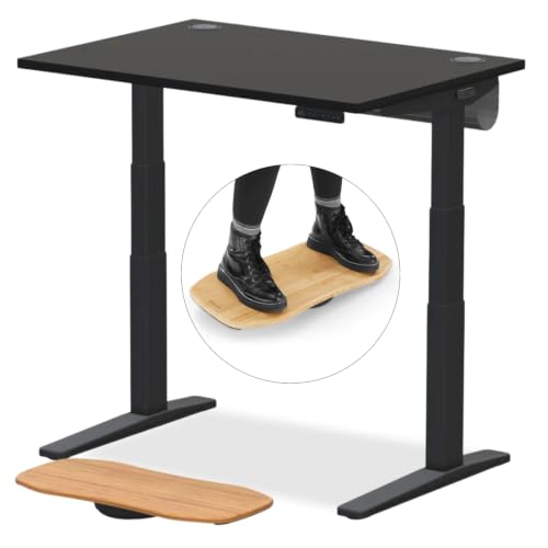 UPLIFT DESK V3 2-Leg Black Laminate Wood Standing Desk – Adjustable Height, Advanced 1-Touch Memory Keypad, Under Desk Cable Management, Wire Grommets & Rocker Board (Black C-Frame, 42 x 30 inch)