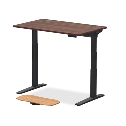 UPLIFT DESK V3 2-Leg Walnut Laminate Wood Standing Desk – Adjustable Height, Advanced 1-Touch Memory Keypad, Under Desk Cable Management, Wire Grommets & Rocker Board (Black C-Frame, 42 x 30 inch)