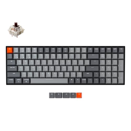 Keychron K4 96% Layout 100 Keys Wireless Bluetooth 5.1/Wired USB Mechanical Gaming Keyboard with Keychron Super Brown Switch White LED Backlight N-Key Rollover for Mac Windows PC-Version 2