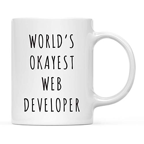 Andaz Press Funny 11oz. Coffee Mug Gag Gift, Playful, World's Okayest Web Developer, 1-Pack with Gift Box