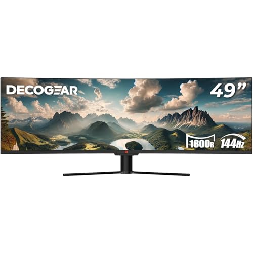 Deco Gear 49" Curved Ultrawide Gaming Monitor | 32:9 | 3840x1080 | 144Hz | 3000:1 | E-LED | 2 HDMI | 2 Display Port