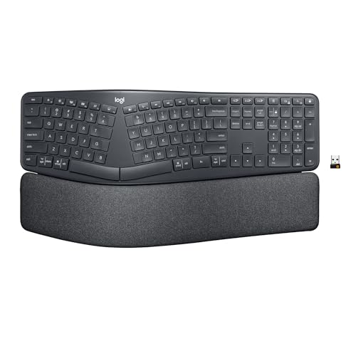 Logitech ERGO K860 Wireless Ergonomic Keyboard - Split Keyboard, Wrist Rest, Natural Typing, Stain-Resistant Fabric, Bluetooth and USB Connectivity, Compatible with Windows/Mac, Black
