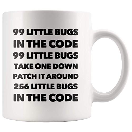 Panvola 99 Little Bugs In The Code Take One Down Computer Programmer Gifts For Husband Boyfriend Brother Coder Programming Students Teacher Ceramic Coffee Mug 11 oz White