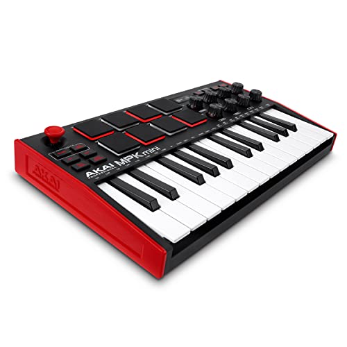 Akai Professional MPK Mini MK3-25 Key USB MIDI Keyboard Controller With 8 Backlit Drum Pads, 8 Knobs, Music Production Software and Native Instruments Sound Package (NKS Integration)