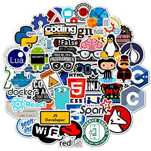 Programming Symbols Stickers 50Pcs Waterproof,Removable,Beautiful,Suitable for Men and Women in Water Bottles,Phones,Laptop,Guitar,Car,Motorcycle,Cup,Piano,Scooter,Suitcase Vinyl Material.