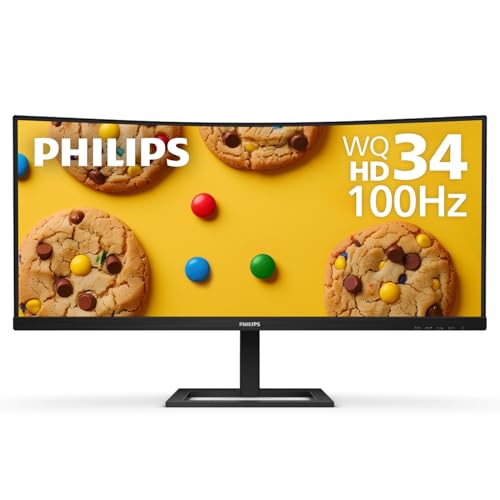 Philips 346E2CUAE 34'' Curved Frameless UltraWide QHD 3440x1440,100Hz 1ms MPRT, sRGB 121%, USB-C Charging, MultiView PIP/PBP, Height Adjustable, 4Yr Advance Replacement