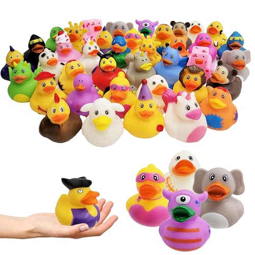 Assortment Rubber Duck Toy Duckies for Kids, Bath Birthday Gifts Baby Showers Classroom Incentives, Summer Beach and Pool Activity, 2" (12-Pack)