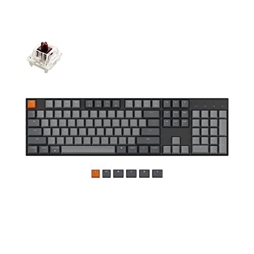 Keychron K10 Full Size Layout RGB Backlit Hot-Swappable Mechanical Gaming Keyboard for Mac Windows, Multitasking 104-Key Bluetooth Wireless/USB Wired Computer Keyboard with Keychron Super Brown Switch