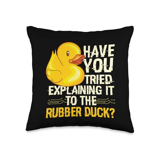 Funny Programmer - Rubber Duck Debugging Throw Pillow