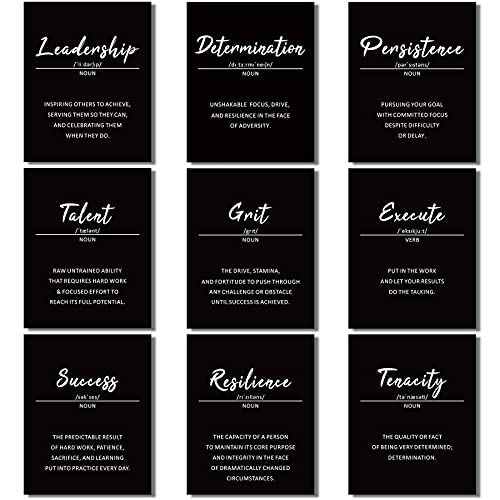 Outus 9 Pieces Inspirational Phrases Posters Wall Decor Motivational Sayings Quote Positive Prints for Teens Adults Living Room Office Classroom Bulletin Board Decor,Unframed,8 x 10 Inch (Black)
