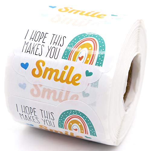 500 PCS 1.5 Inch I Hope This Makes You Smile Stickers,Rainbow Small Shop Sticker, Small Business Packaging Sticker