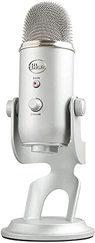 Blue Yeti USB Mic for Recording & Streaming on PC and Mac, 3 Condenser Capsules, 4 Pickup Patterns, Headphone Output and Volume Control, Mic Gain Control, Adjustable Stand - Silver (Renewed)