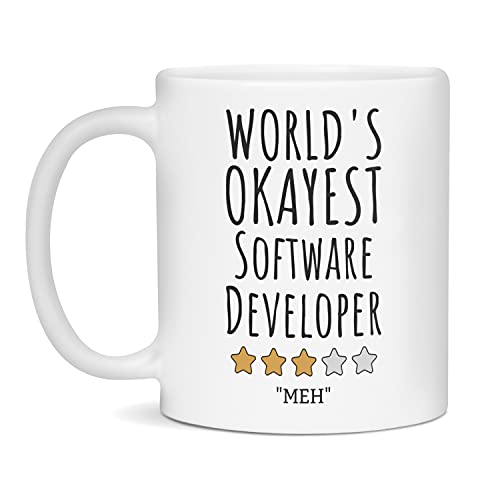 World's Okayest Software Developer Mug Software Developer Mugs, 11-Ounce White