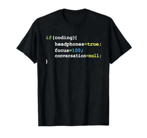 Headphones Focus - Computer Science Programmer Coding Coder T-Shirt