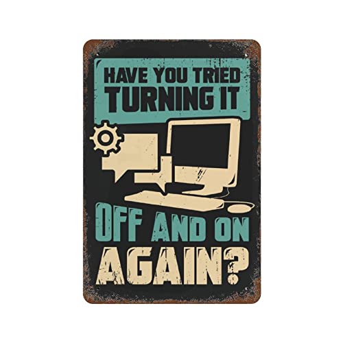 Retro Metal Tin Signs Plaque Poster Funny Tech Support Design Vintage Retro Tin Metal Sign Wall Decor Metal Plaque Poster Man Cave Bar W8xH12 Inch (20x30cm)