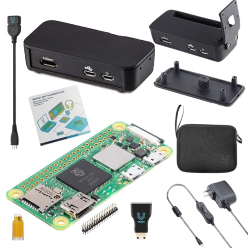 Vilros Raspberry Pi Zero 2 W Basic Starter Kit with Muti Purpose Case -Incudes Pi Zero 2 W Board, Multi Use Case, Power Supply, HDMI-USB Adapters and More (Black)