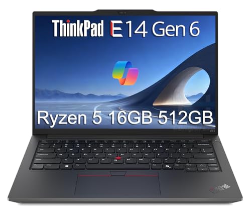 Lenovo ThinkPad E14 Laptop, 14" FHD+, Ryzen 5 7535U, 16GB DDR5, 512GB SSD | Anti-Glare, AMD 6-Core, > Intel Ultra 5 125U, Business PC, Fingerprint, Backlit, 1080P Webcam, RJ-45, Fast Charge, Win 11 Pro