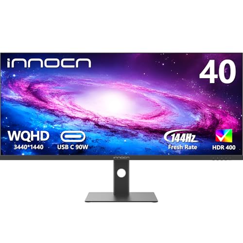 INNOCN 40C1R Ultrawide Monitor 40" WQHD 3440 x 1440p 144Hz FreeSync Premium HDR400 21:9 Computer Display 95% DCI-P3 500Nits IPS USB Type-C HDMI Tilt/Height Adjustable, Mountable