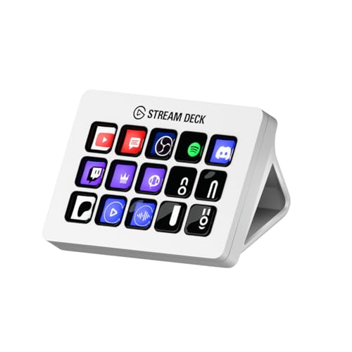 Elgato Stream Deck MK.2 White – Studio Controller, 15 macro keys, trigger actions in apps and software like OBS, Twitch, ​YouTube and more, works with Mac and PC